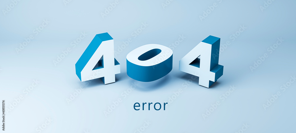 Fototapete 404 page not found error concept with 3d digits on light blue background, 3d rendering