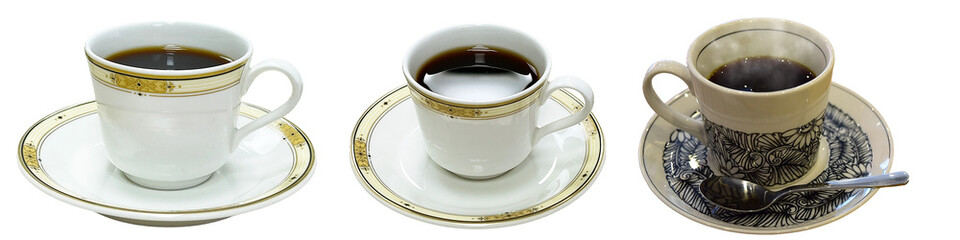 ホットコーヒー３種セット　PNG透過素材