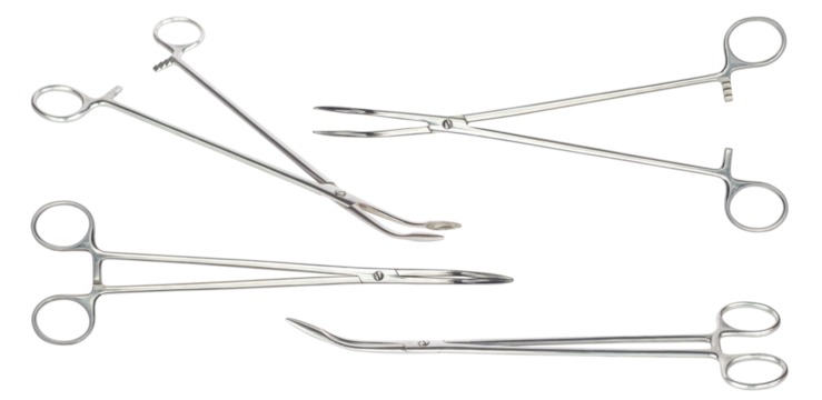 set medical clamp, surgical clamp isolated from the lantern