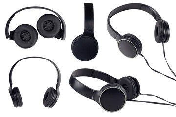 set headphones on a white background. Headphone product photo