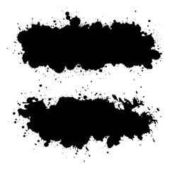 Ink drops and splashes. Blotter spots, liquid paint drip drop splash and ink splatter. Artistic dirty grunge abstract spot vector set. Illustration monochrome drip splash