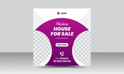 Elegant modern real estate house sale social media post or square banner template