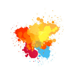 Abstract watercolor shapes on white background. Color splashing hand drawn vector painting