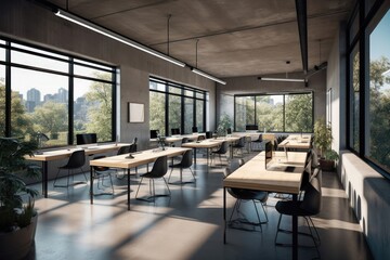 Spacious place to work in modern office, generative AI