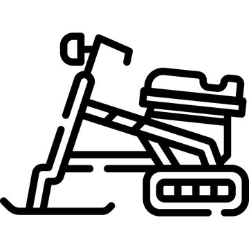 recommend clip art: B&W line art icon of illustration of a skates, scooter, snowmobile on white background, isolated	