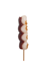 Isolated side profile of Japanese an dango 