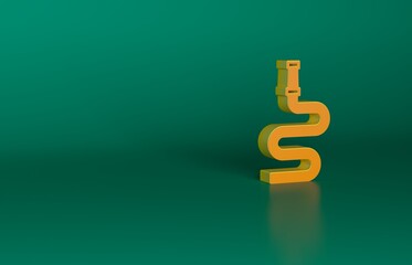 Orange Fire hose reel icon isolated on green background. Minimalism concept. 3D render illustration