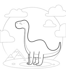 vector coloring page with dinosaur 
