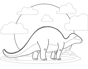 vector coloring page with dinosaur 