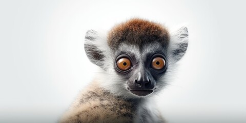 Fototapeta premium AI Generated. AI Generative. Photo Illustration of baby face lemur madagascar african animal. Graphic Art
