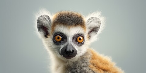 Fototapeta premium AI Generated. AI Generative. Photo Illustration of baby face lemur madagascar african animal. Graphic Art