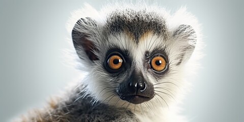 Fototapeta premium AI Generated. AI Generative. Photo Illustration of baby face lemur madagascar african animal. Graphic Art