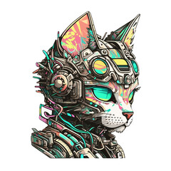 Futuristic Cat Art Cyberpunk Steampunk Sci-Fi