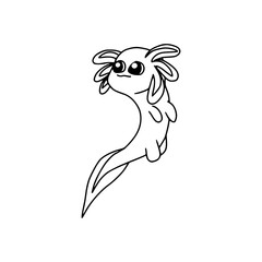 Cute axolotl icon isolated on transparent background