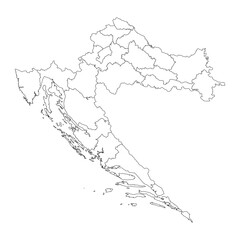 Croatia map with counties. Vector illustration.