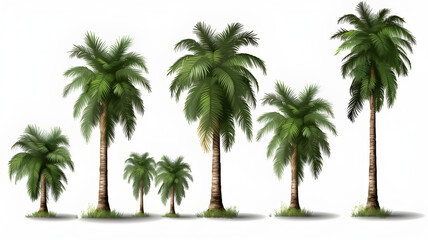 Difference of coconut tree isolated on white, generate by AI.