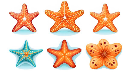 Star fish icon, set of color full star fish, generate by AI.