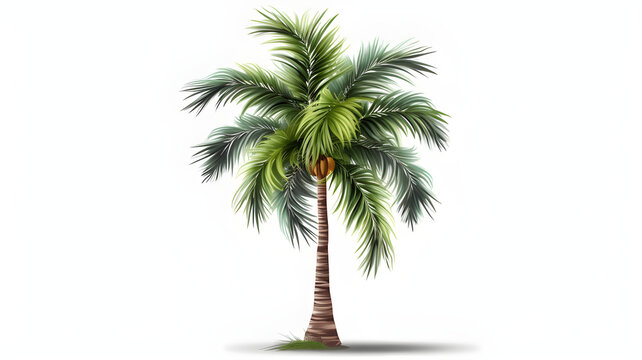 coconut tree isolated on white, generate by AI.