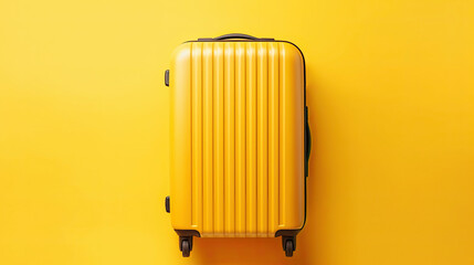 Top view yellow travel bag or suitcase. Generative AI