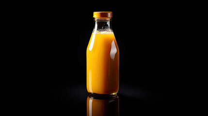 Health orange juice in bottle. Generative AI