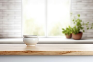 a white bowl placed on a rustic wooden table
