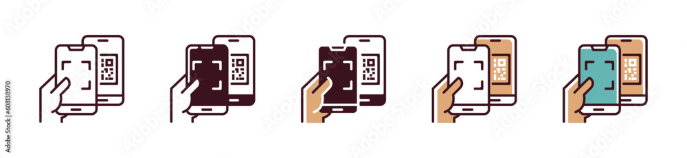 Poster QR code scan payment icon vector. mobile frame scanner payment and identification app or web illustration design