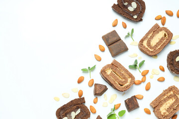 Concept of delicious sweet food - cake roll