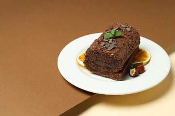 Concept of delicious sweet food - cake roll