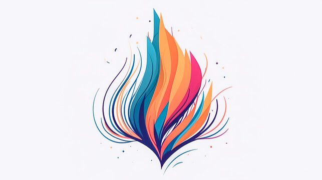 Abstract colored logo in the shape of a feather, generative AI.