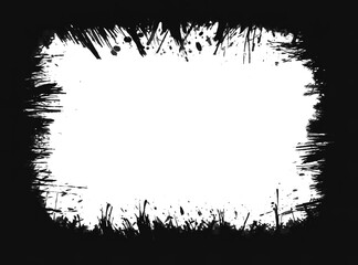 square frame rendered in vigorous strokes of an ink brush. transparent background, PNG file.