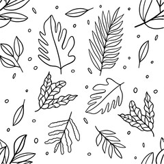 Floral leaf and branch seamless pattern.