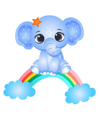 Elephant Birthday Boy 1 Background and Illustration	