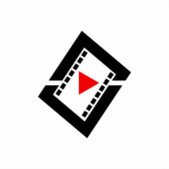 Movie Flat logo vector with abstract geometric letter V G concept, Movie icon vector symbol with play icon.