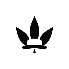 cannabis icon and hat logo negative space logo vector design, modern logo, minimalist logo, black white