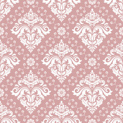 Classic seamless vector pattern. Damask orient ornament. Classic vintage purple and white background. Orient pattern for fabric, wallpapers and packaging