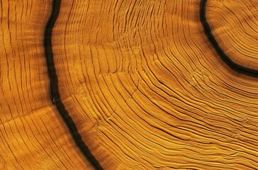 Fototapeta premium A close-up of the cross-section of an oak tree trunk, showcasing its rich wood grain and natural patterns.