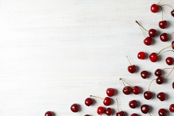 Concept of fresh summer food - delicious cherry