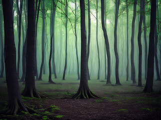 Naklejka premium Alien Spring Forest in Realistic Duotones.