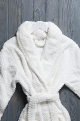 Obraz na płótnie Canvas Bath accessories and supplies, composition with bathrobe