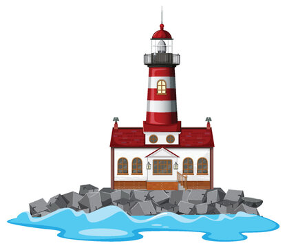 A lighthouse rock stone island isolated