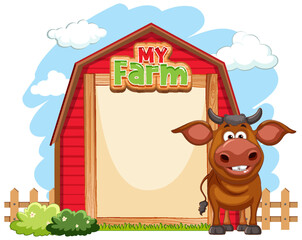 Cow with empty banner templae