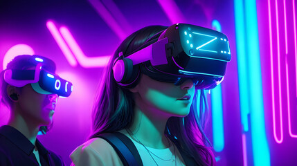  Girl in Virtual reality. Generative AI