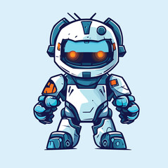 Fototapeta premium Robot Hand Drawn Cute Cyborg Vector Illustration