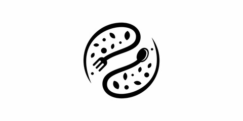 Food Healthy Fork Spoon Plate Leaf Logo Design. Icon Symbols Vector EPS 10.