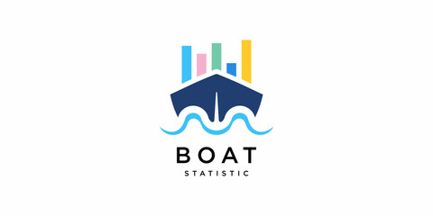 Naklejka premium Boat Statistic Ship Logo Design Inspiration. Icon Symbols Vector EPS 10.