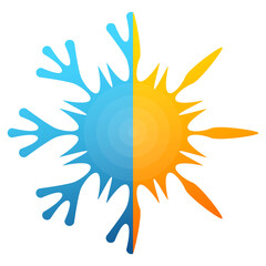 Sun and snowflake design. Symbol for air conditioner and heating