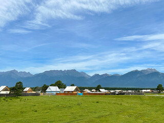 Village in the foothills of the Sayan Mountains, Buryatia, Russia