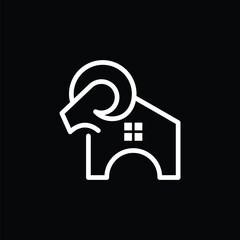 goat icon and house logo design monoline vector art, modern logo