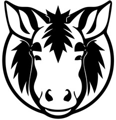 Black and white logo of a donkey, Illustration of a mule