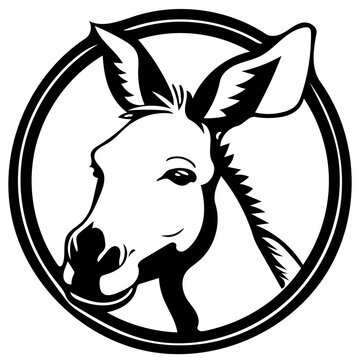 Black and white logo of a donkey, Illustration of a mule